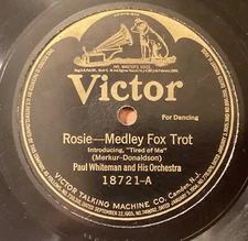 Paul Whiteman Or – 78 rpm Victor 18721: Rosie/Honolulu Eyes; V cond
