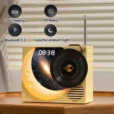 Portable Vintage Bluetooth Speaker with Starry Nightlight, FM Radio, LED Display
