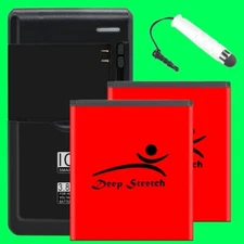 Large Capacity 2x 2550mAh Battery Portable Charger Stylus f ZTE Rapido LTE Z932L