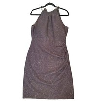 Eliza J Formal Gray Sparkle Event Evening Halter Side Ruch Hoco Sheath Dress 10 