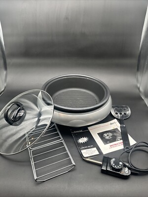 DENI 12 INCH CIRCULAR GRILL Model 8205, Silver 3 Qt Non-Stick Deep Grill Skillet