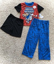 Sonic The Hedgehog 3-Piece Pajama Set SIZE 4 Short Sleeve Shorts Pants PJs
