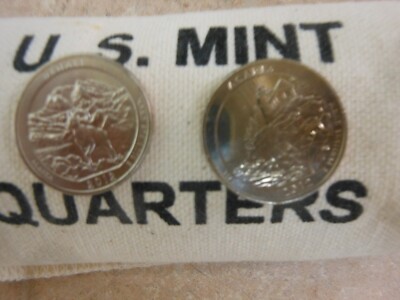 2012 S - Denali and Acadia quarters. Scarce , Rare - uncirculated 25C 2 coins