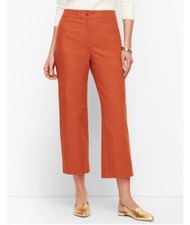 Vintage TALBOTS Crop 100 Irish Linen Sz.14 Pants orannge Lined multile Pockets