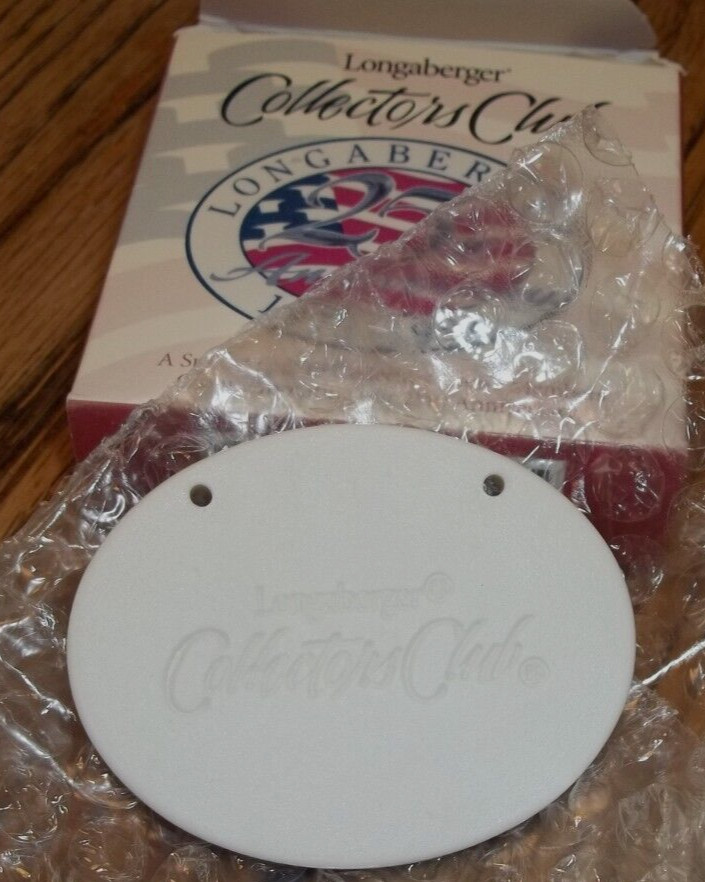 Longaberger 25th Anniversary Collector’s Club Oval Ceramic Tie-On #32492 NIB