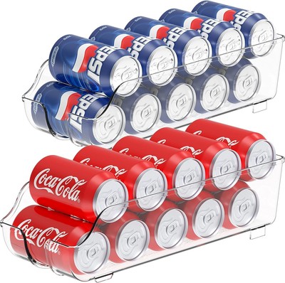 Simple Houseware Soda Can Organizer for Pantry/Refrigerator, Clear, Set of 2