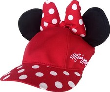 Minnie Mouse Disney Parks Red Polka Dot Youth Cap Hat Snapback with Bow  Ears