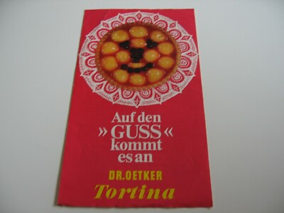 Dr. Oetker Tortina Werbung ''Auf den Guss kommt es an'' Reklame VINTAGE Rezepte