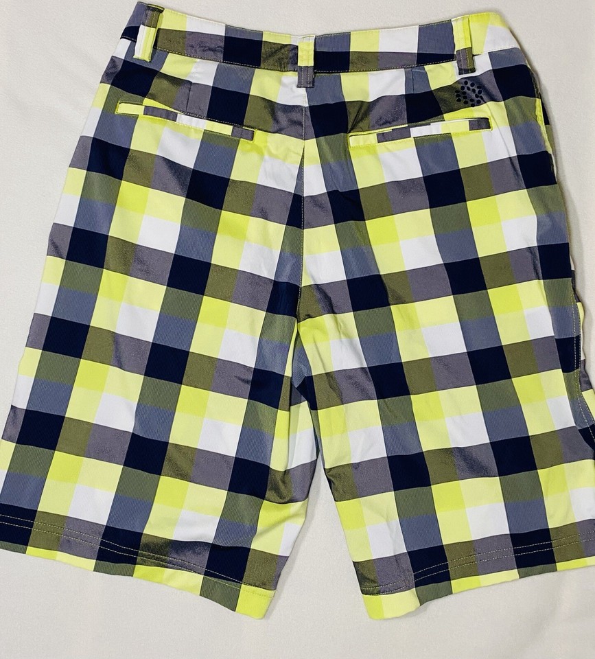 Puma Men's Golf Shorts 32 Yellow Gray Plaid Dry Cell 11" Inseam Golf eBay