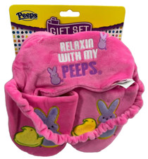 Peeps Easter Bunny Eye Mask Slippers Gift Set Size M 13 Pink Unisex Toddler