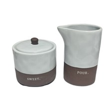 HTF Rae Dunn Boutique Chocolat Line Pour Creamer Sweet Lidded Sugar Set Brown