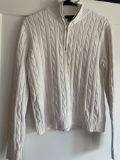 Chaps Girls Sweater XL Long Sleeve White Casual Formal Holiday Zip Up School Top