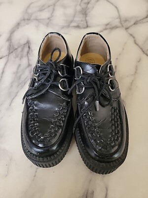 TUK ''Viva Low'' Black Vegan Leather Platform Lace Up Women's Shoes Size 6