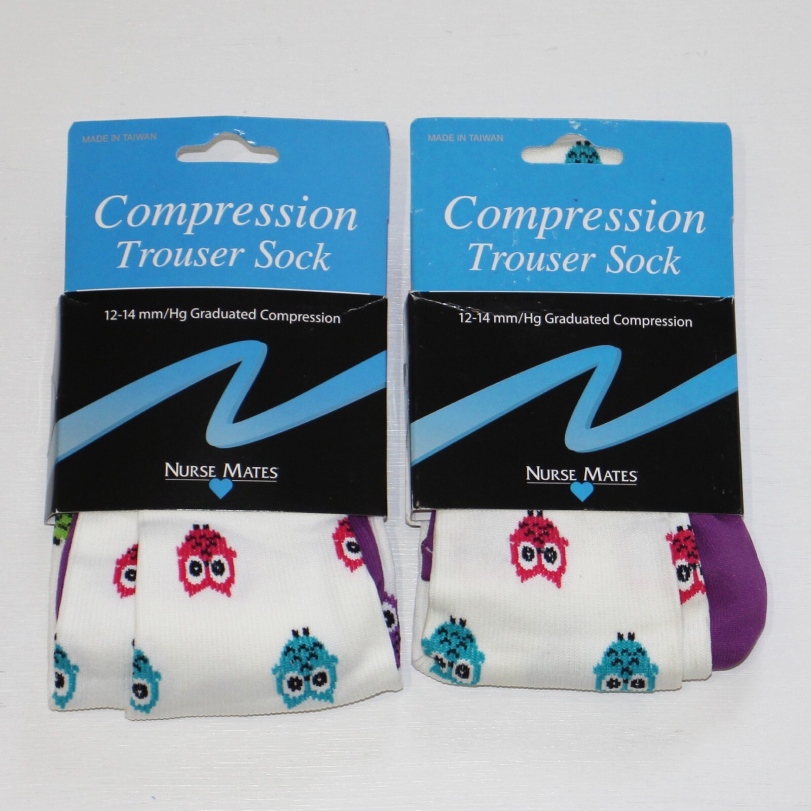 X2 Nurse Mates Women 12-14 mmHg Compression Trouser Sock Owls Shoe 9-11 883773