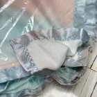 Penneys Toddletime Baby Blue Pink Striped Receiving Blanket Satin Trim USA Vtg — photo 4