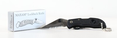 Vintage Maxam Falcon IV Lockback Folding Knife on Key Chain with Black Handle