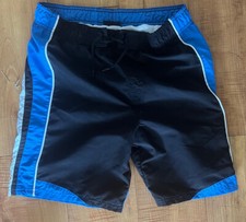 ADORABLE   CHEROKEE BLUE WHITE BLACK BOYS LINED POCKET SWIM TRUNKS SZ: XL