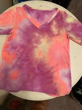 Bibi Tie Dye Bright V-neck Top Size M