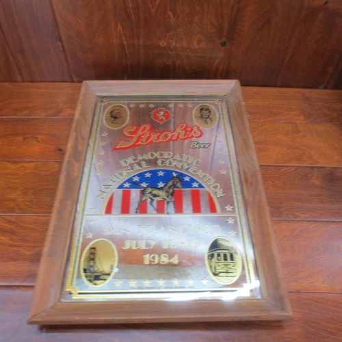 VTG Strohs DEMOCRATIC NATIONAL CONVENTION San Fransisco Brewing Mirror Beer Sign