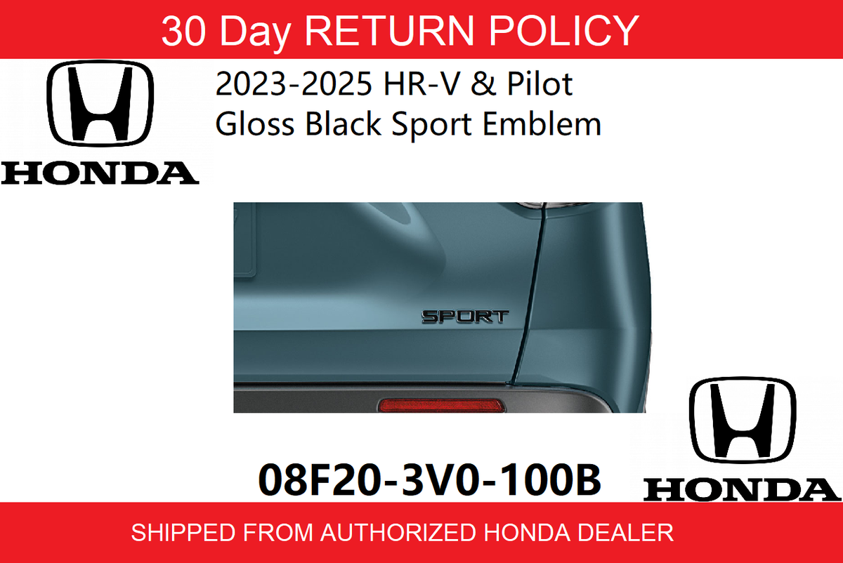 2023-2025 HR-V & Pilot Genuine Honda Gloss Black Sport Emblem