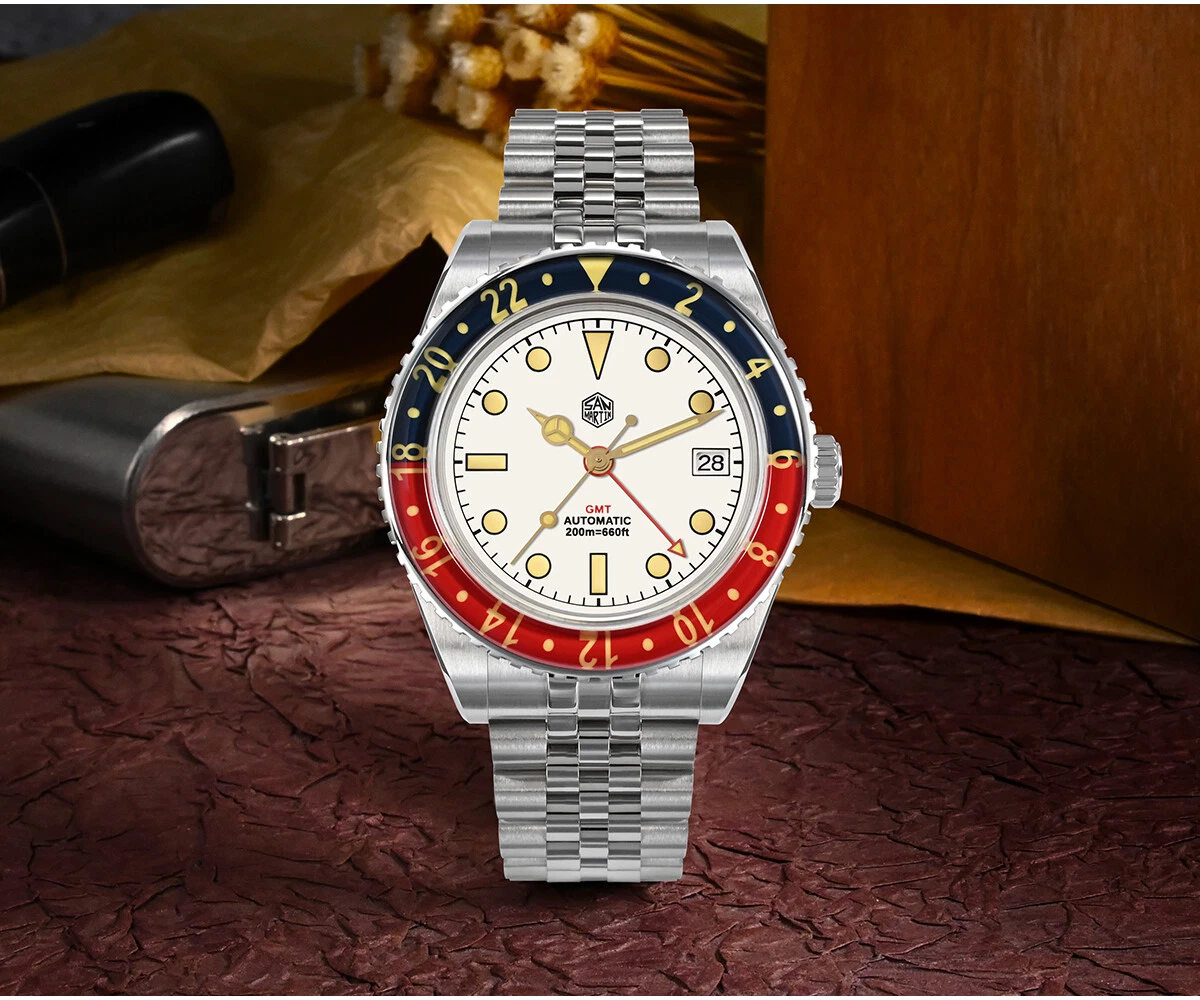 San Martin SN005G Retro Pepsi GMT Watch NH34 Automatic Classic