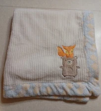 Chickpea Fleece Baby Blanket Ivory Fox Bear Woodland Cozy