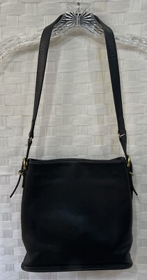 Vintage Coach Equestrian Slim Bucket Bag 9806 Black Leather