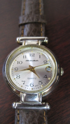 Milan Quartz Watch MLN 1028A Japan Movement Date 3 Hand Leather Band New Battery