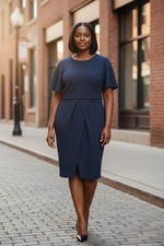 ASOS Navy Blue Textured Midi Dress
