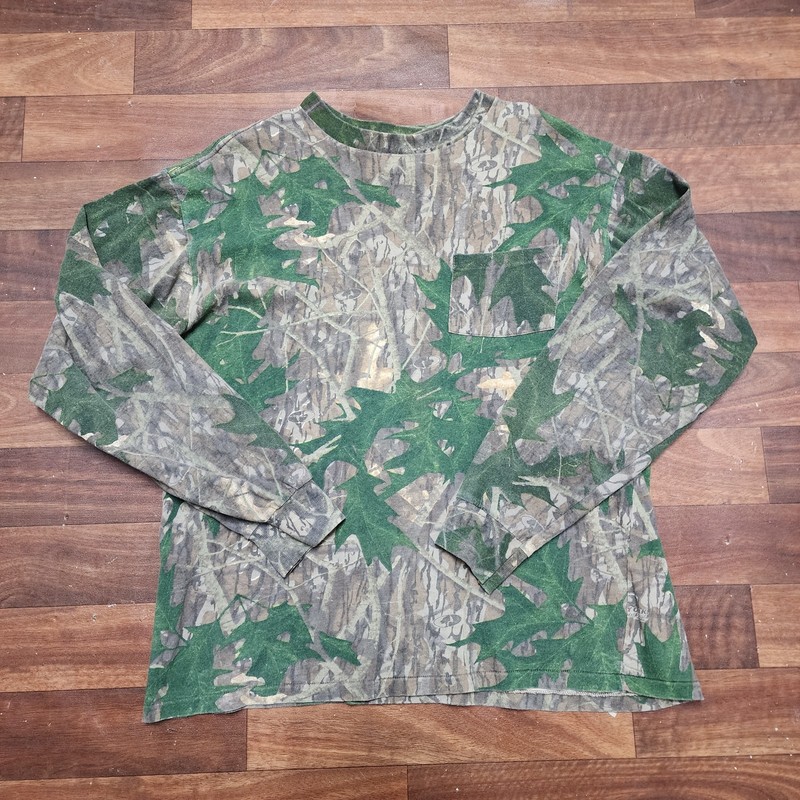 Vintage Mossy Oak 3D Leaf Camo Realtree Long Sleeve T Shirt Large EUC RARE