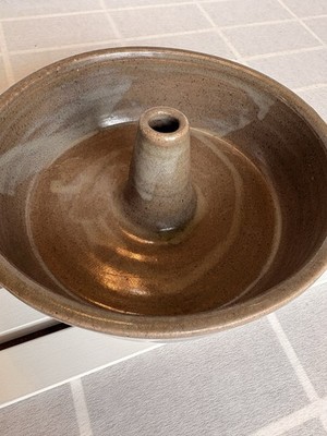 Hand Thrown Heavy Appalachian Pottery Earthenware Bundt Pan Minimalist Cabinchic