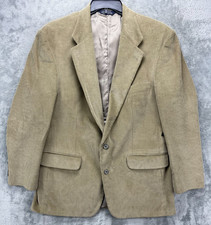 VTG Lands End Men's Corduroy Blazer 43R Beige 2-Button Sport Coat