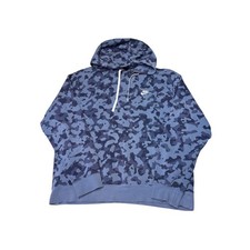 Nike Mens Blue Camo Pullover Hoodie L Fleece Camouflage Sweatshirt BV2833-410