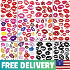 Bright Red Kiss Lip Print Temporary Tattoos - 180 Pcs for Celebrational Style