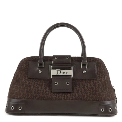 Authentique sac à main Christian Dior Street Chic trotteur toile cuir marron occasion F/S