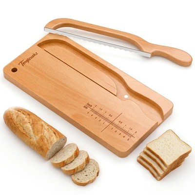 Upgraded Bread Knife and Board Set-Adjustable Thickness Bread Slicer for Home...