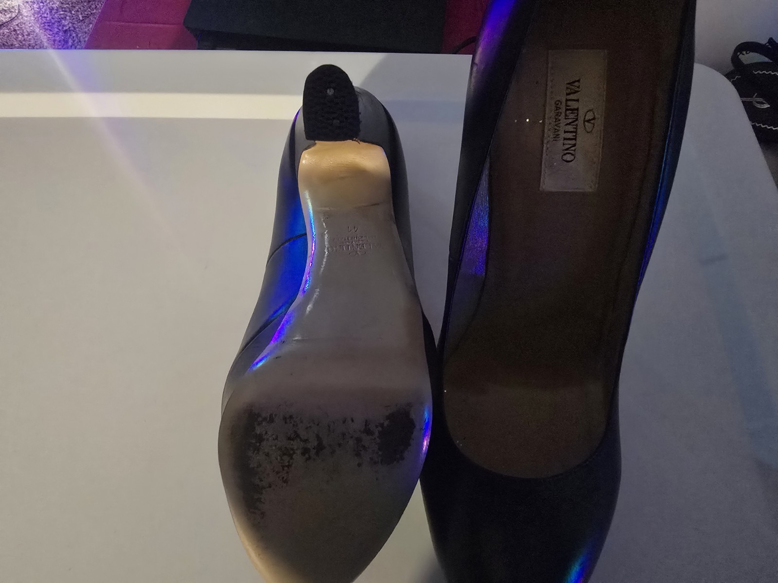 Yves Saint Laurent Valentino Platform Pumps Bow Black Beige Leather authentic thumbnail 10