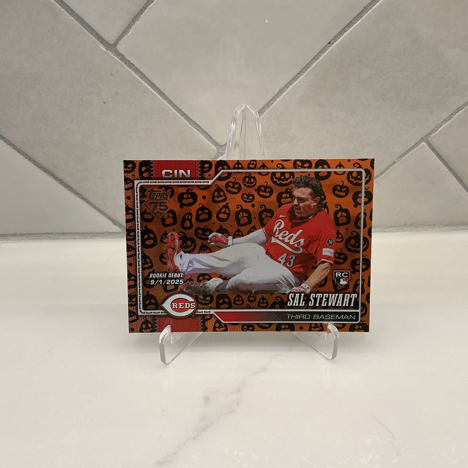Sal Shrt 2026 Topps Update Sal Stewart Foil Pumpkin Jack OLantern RC Debut Short ...