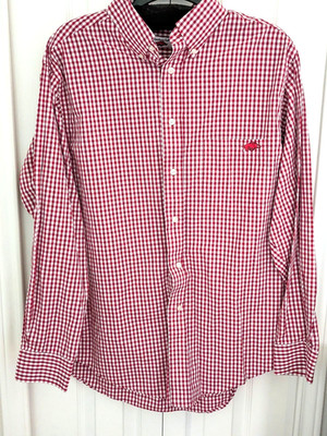 Arkansas Razor Back Button Down Gingham Shirt