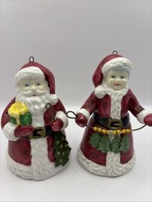 Mr  Mrs Claus Ceramic Christmas Ornaments with Dangling Legs