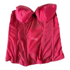 Vintage 90s Jezebel Sheer Red Lace Corset Top 36B Bustier USA Made