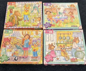 Lot Of 4 Vintage 1996/8 ARTHUR 24 Pc Puzzles Milton Bradley 100% Complete EUC