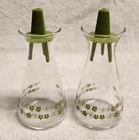 Vintage Pyrex Spring Blossom Green Salt and Pepper Shakers Crazy Daisy Avocado