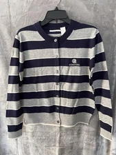 Georgetown Hoyas Women’s Sweater Medium Merino Wool NWT Navy Gray Button Down