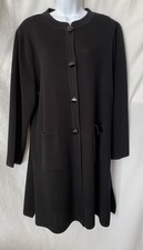 Exclusively Misook XL Black Knit Button Front Cardigan Jacket Tunic Pockets