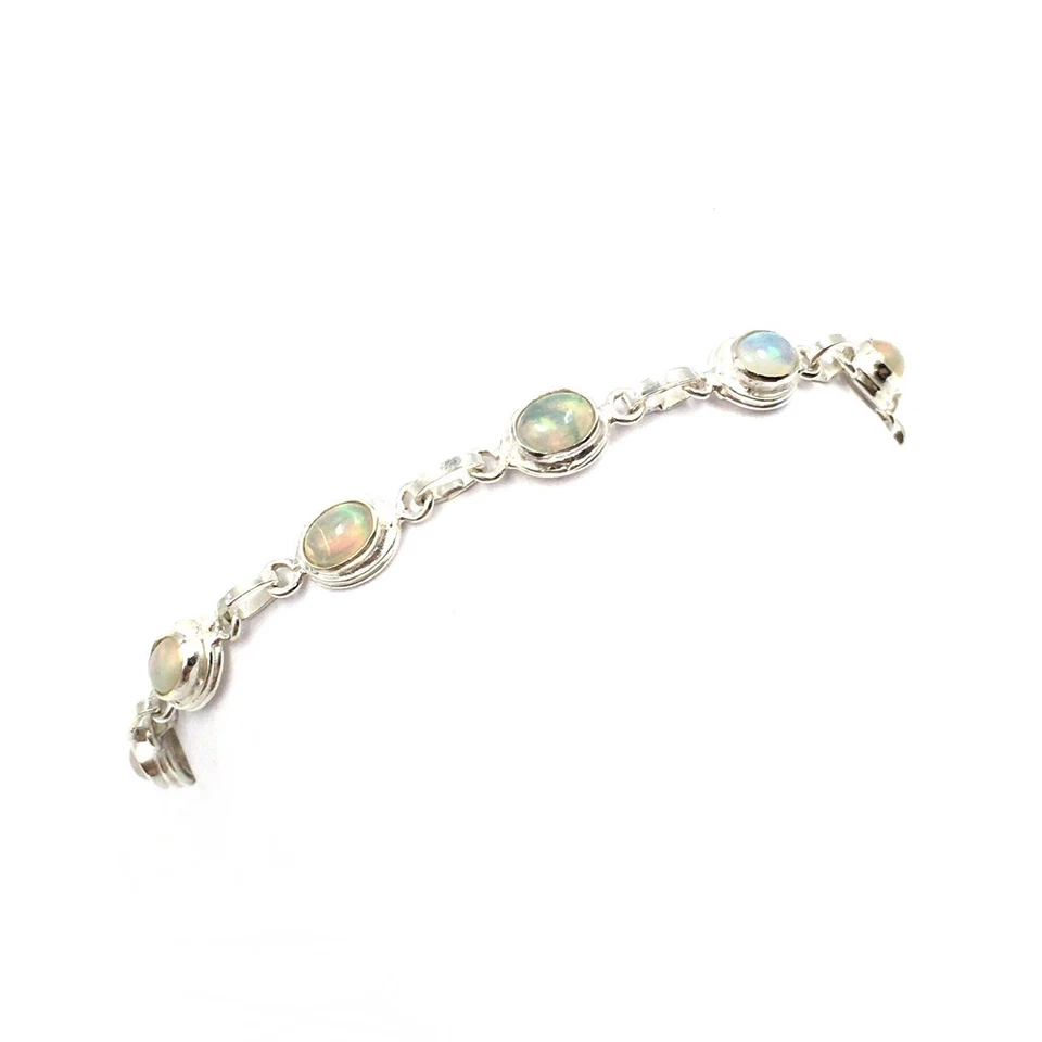 Bracciale 22 cm argento 925 opale 4,5 ct multicolore donna gioielli moderno... - Immagine 2 di 4