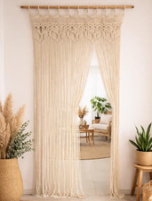 Cortinas de macramé - Cenefa de cortina de ventana de puerta | Tapiz de pared divisor de habitación