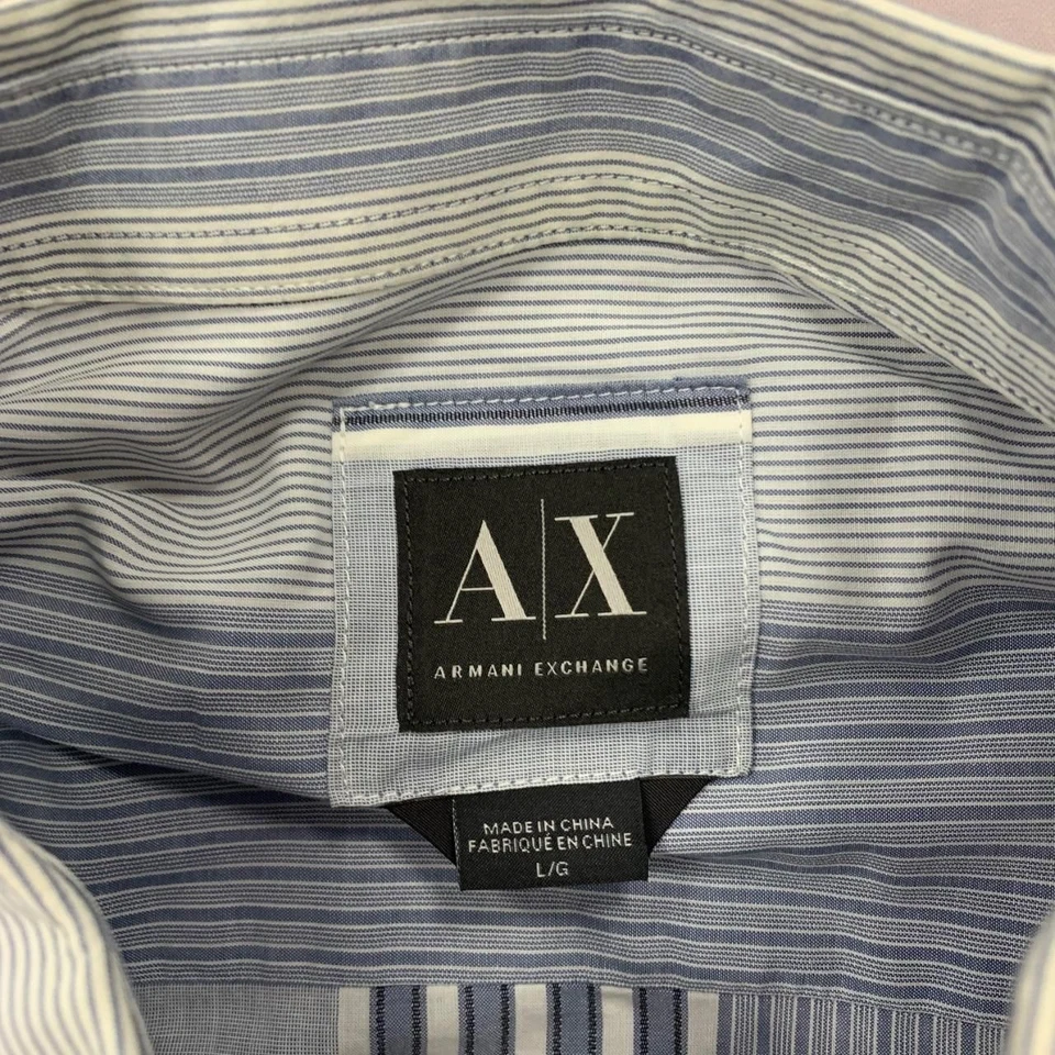 Armani Exchange Shirt striped patterned long sleeve shirt Men's L - Image 4 of 4
