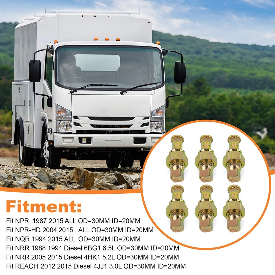 QTY 6-колесные гайки и шпильки комплект задний (Rh) для ISUZU NPR NPR-HD NQR NRR 8-97147-612-2 - Изображение 3 из 4