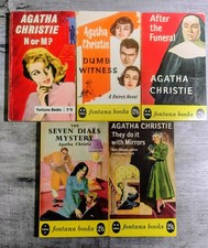 Vtg Agatha Christie Fontana Books  5 Lot PB Poirot Marple Mysteries Matching 